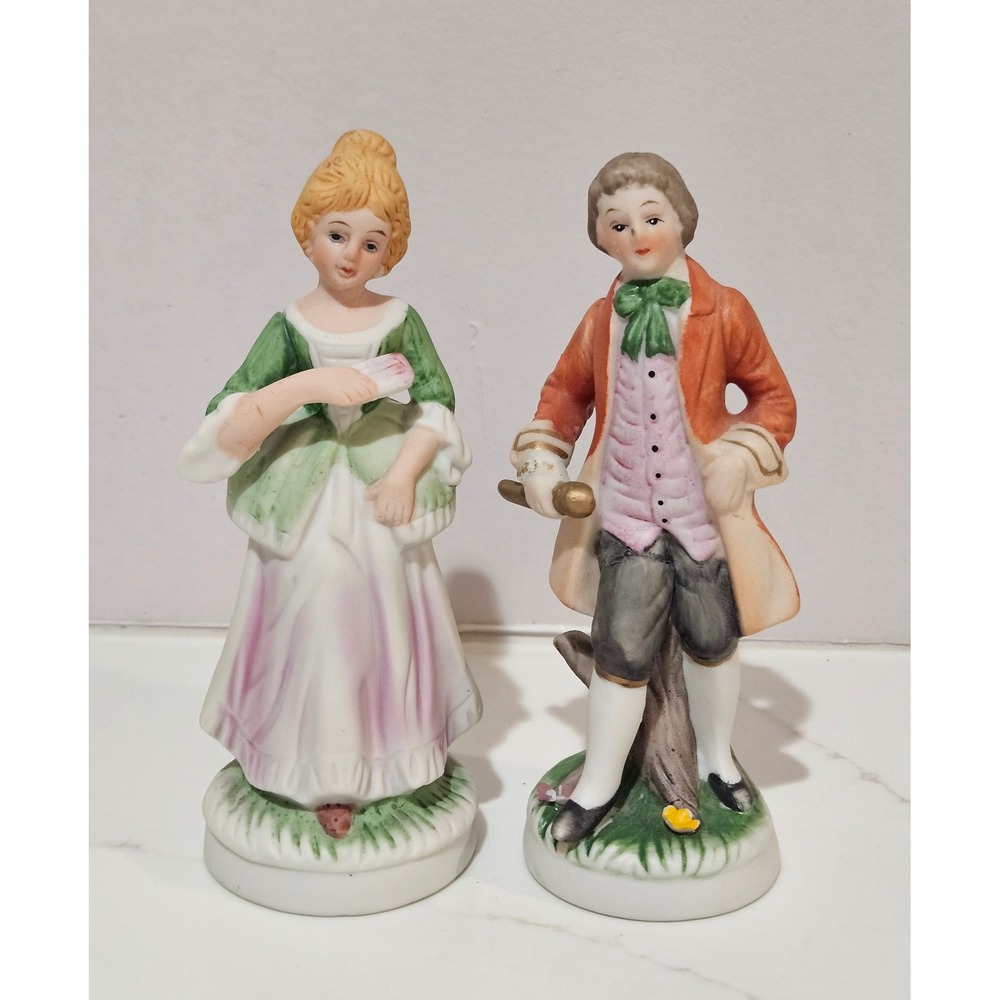 Vintage Crown Royal Porcelain Figurines Hand Painted Colonial Man Woman Pair